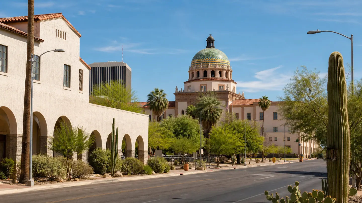 Downtown Tucson skyline near the historic Pima County Courthouse