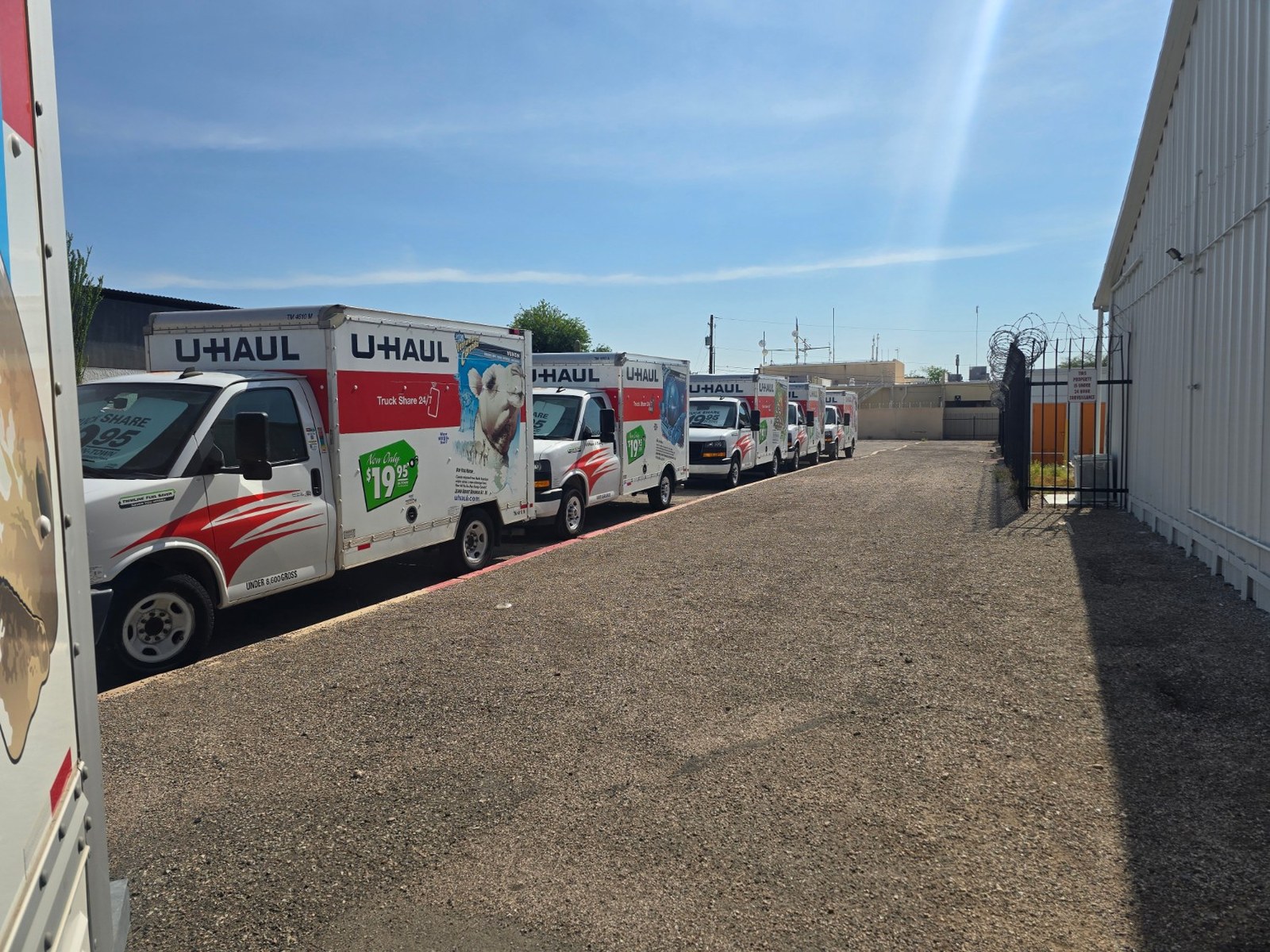 Paved drive aisle between storage buildings at the 7th Avenue facility
