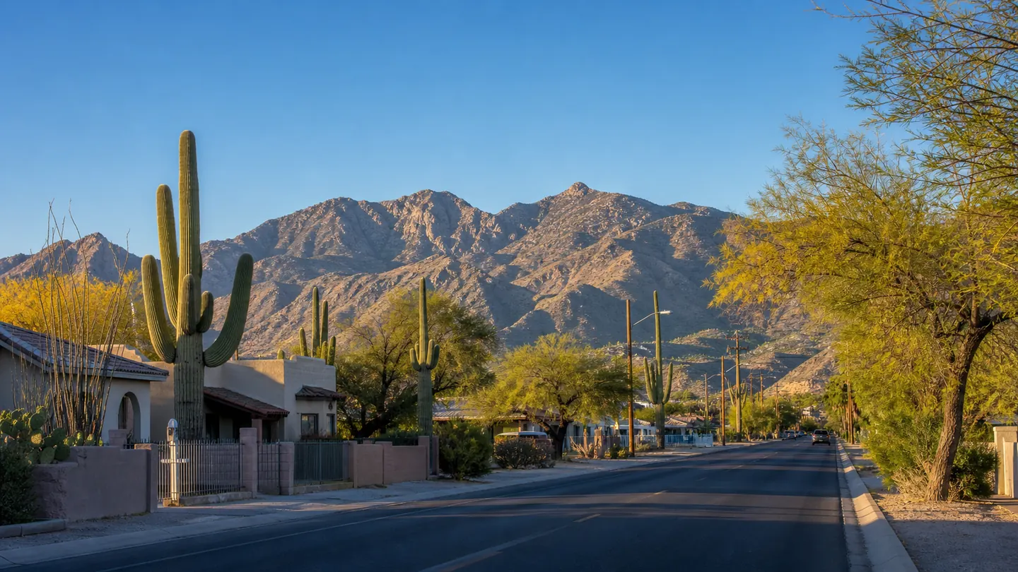 Flowing Wells community and Sonoran Desert landscape in Tucson
